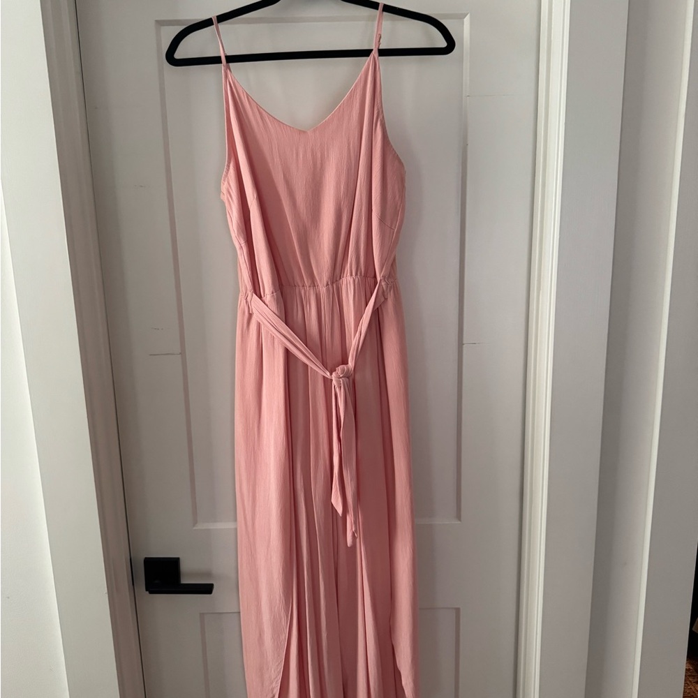 Elegant Pink Spaghetti Strap Dress